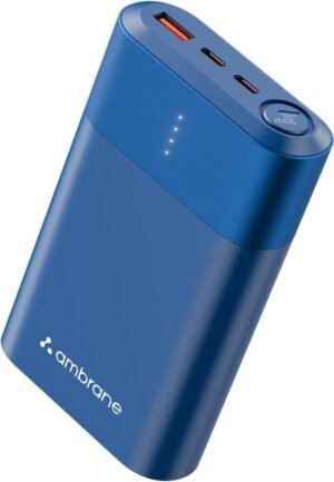 Ambrane 20000 mAh 33 W Power Bank (Blue, Lithium Polymer, Quick Charge 3.0, Power Delivery 3.0, Fast Charging for Mobile, Tablet, Smartwatch)