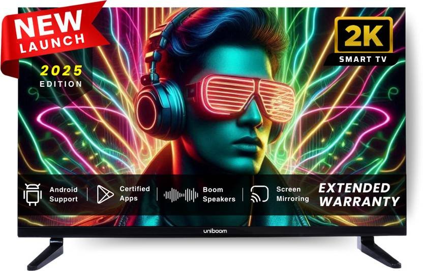 Uniboom ULTIMA 80 cm (32 inch) HD Ready LED Smart Android TV 2025 Edition with 30W Sonic Boom Speakers – Aura Vision+ Display – Mobile Screen Cast – 1000+ Smart Apps – Games (32S-ULTIMA)