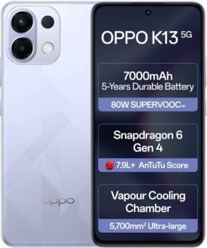 OPPO K13 5G with 7000mAh and 80W SUPERVOOC Charger In-The-Box (Icy Purple, 128 GB) (8 GB RAM)