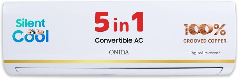 ONIDA 2025 Model 1.5 Ton 3 Star Split Inverter 5-in-1 Convertible Cooling with Deep Cleaning AC (IR183PRSG, White)