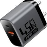 boAt 45 W GaN 3 A Wall Charger for Mobile with Detachable Cable (Ash Grey)