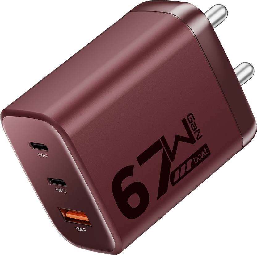 boAt 67 W GaN 3 A Wall Charger for Mobile (Monarch Red)