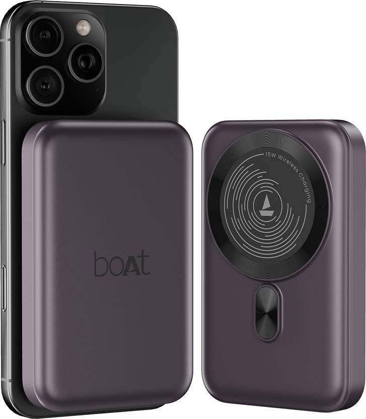 boAt 10000 mAh 22.5 W Wireless With MagSafe Compact Pocket Size Power Bank (Purple, Lithium Polymer, Fast Charging, Quick Charge 3.0 for Mobile)