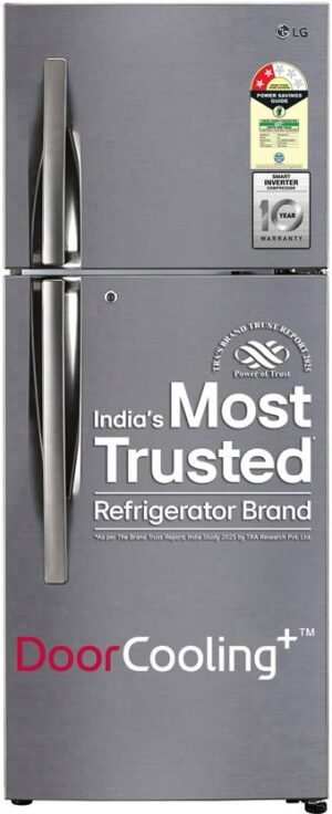 LG 242 L Frost Free Double Door 2 Star Refrigerator with DoorCooling+ & Smart Inverter Compressor (Shiny Steel, GL-I292RPZY)