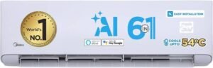 Midea 2025 Model 1.5 Ton 5 Star Split Inverter with Wi-fi 6 in 1 Convertible Cooling AI+KW Display, PM 2.5 Filter, , Santis Pro-X RYL AC (MAI20SP5R35W0, White)