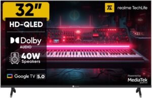 realme TechLife CineSonic Q 80 cm (32 inch) QLED HD Ready Smart Google TV 2025 Edition with 40 W Speaker (32HDGQRVS2Q)