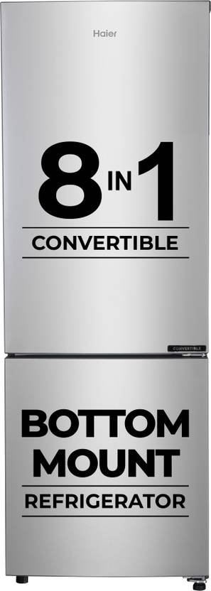 Haier 237 L Frost Free Double Door 2 Star Convertible Refrigerator with Convertible 8-in-1Turbo Icing (Moon Silver, HEB-242GS-P)