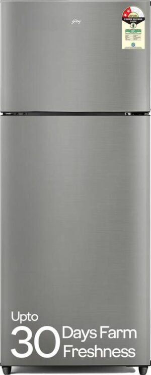 Godrej 223 L Frost Free Double Door 2 Star Refrigerator with Advanced Inverter and 95%+ Food Surface Disinfection (Steel Glow, RF EON 244B RI ST GL)