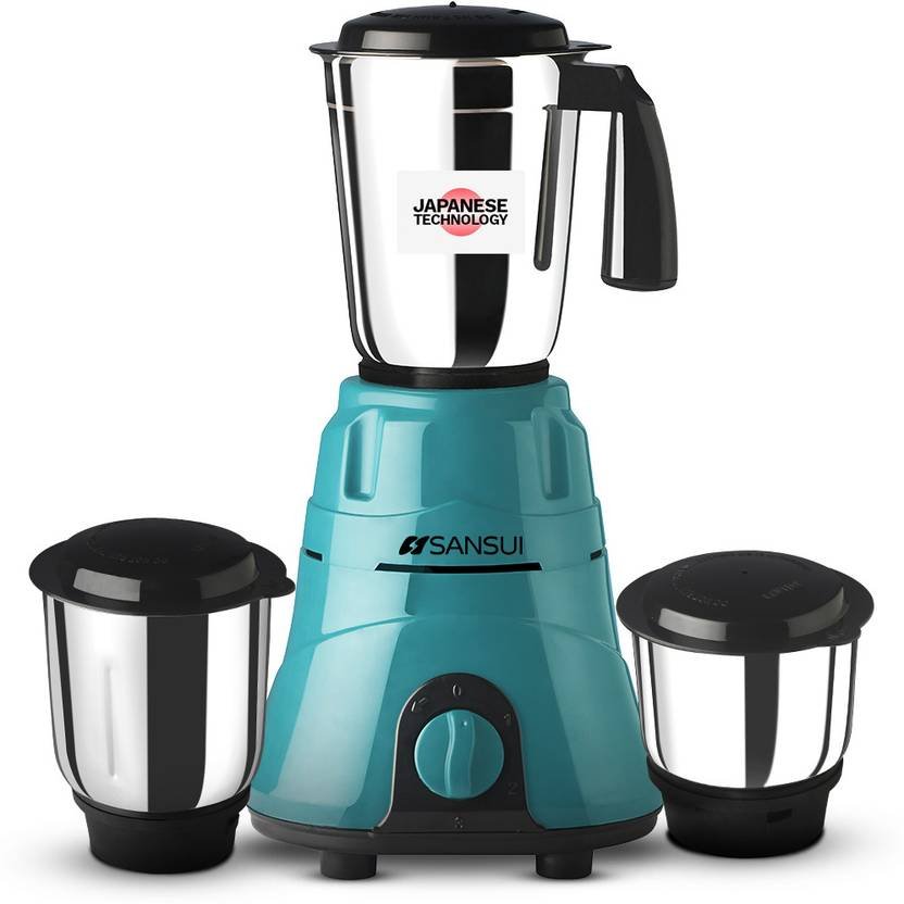 Sansui Plus 500 W Juicer Mixer Grinder (Allure Plus | 3 Jars | Black, Blue)