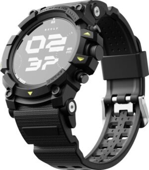 GOBOULT Thrux 1.39''HD Screen, GPS Tracker, Working Crown Smartwatch (Black Strap, Free Size)