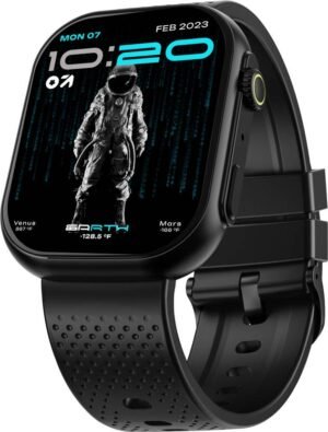 GOBOULT Drift Max 2.01''HD Screen, BT Calling, Working Crown, IP67 Smartwatch (Pure Black Strap, Free Size)