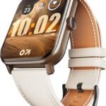 GOBOULT Drift+ 1.85” HD Display ,BT Calling, 500 Nits Brightness, IP67 Smartwatch (Snow Leather Strap, Free Size)