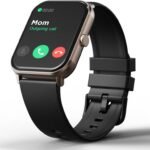 GOBOULT Drift BT Calling HD Display, 140+ Watchface, BT calling, IP68 Smartwatch (Sand Black Strap, Free Size)