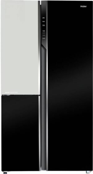 Haier 598 L Frost Free Triple Door Convertible Refrigerator with 83% Convertible Fridge SpaceDigital Control Panel360 Degree CoolingMagic Convertible ZoneExpert Inverter 3-Door (Black White Glass, HRT-683KWG-P)