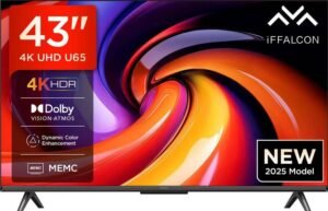 iFFALCON by TCL U65 108 cm (43 inch) Ultra HD (4K) LED Smart Google TV 2025 Edition with MEMC | Dolby Vision-Atmos | HVA Panel & Metallic Bezel-Less (43U65)