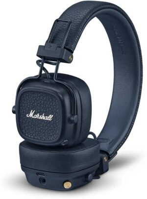 Marshall Major V Wireless On-Ear Headphones, 100 Hours playtime Bluetooth (Midnight Blue, On the Ear)