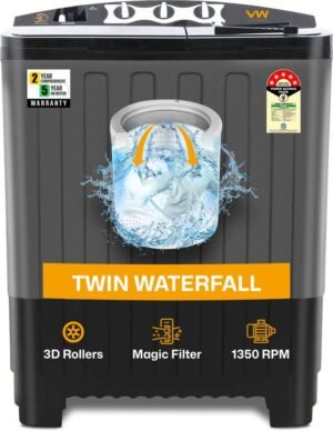 VW 7.5 kg Semi Automatic Top Load Washing Machine Black, Grey (AquaSpin0075P)