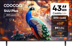 Coocaa S4U Plus 108 cm (43 inch) Full HD LED Smart Coolita TV 2025 Edition with Dolby Audio| Narrow Frame Design| Eye Care Technology| 300+ Live Channels| Voice Control by Coolink App (43S4U Plus)
