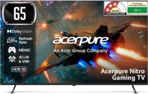 acerpure Nitro 164 cm (65 inch) QLED Ultra HD (4K) Smart Google TV 2025 Edition with 120 Hz GTV 5.0 |Android 14 |Dolby Vision & Dolby Atmos|50W Sound|Tuner|Wi-Fi Direct|ALLM |VRR|MEMC|Karaoke|AI|Gaming |Wall Mount (AP65UG75PNTO5)