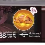 LG 28 L with Diet Fry, Auto Cook Menu, Stainless steel cavity, Pasteurized Milk, 360 degree Motorised Rotisserie for Bar-be-queing, Indian Cuisine, Tandoor Se & Diet Fry Convection Microwave Oven (MC2886BRUM, Black)