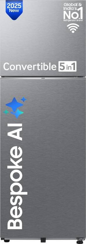 Samsung 330 L Frost Free Double Door 2 Star Convertible Refrigerator with 5-in-1, Digital Inverter, WiFi Enabled Bespoke AI (Ez Clean Steel, RT34DG5A2BSLHL)