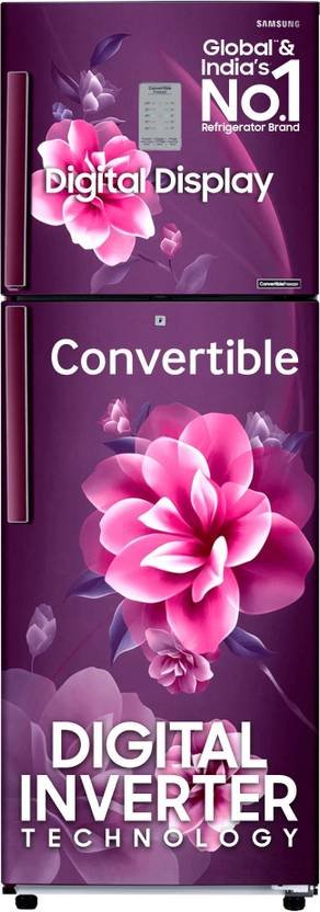 Samsung 236 L Frost Free Double Door 2 Star Convertible Refrigerator with Digital Inverter and Display (Camellia Purple, RT28C3922CR/HL)