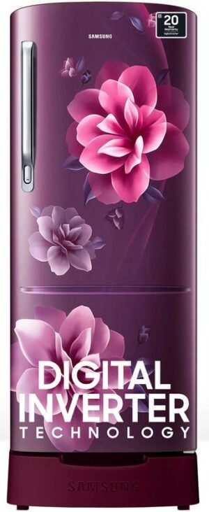 Samsung 183 L Direct Cool Single Door 4 Star Refrigerator with Base Drawer with Digital Inverter (Camellia Purple, RR20C1824CR/HL)