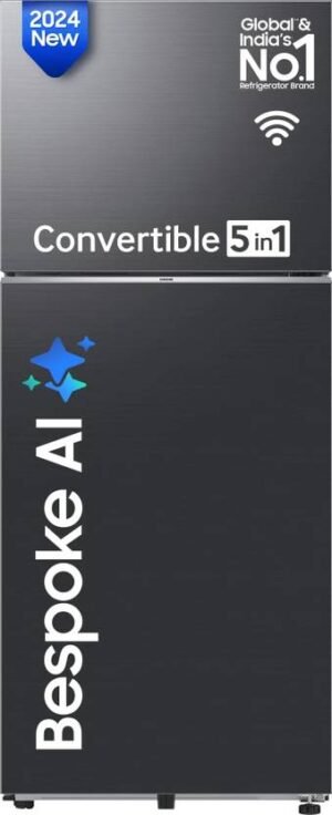 Samsung 396 L Frost Free Double Door 3 Star Convertible Refrigerator with 5-in-1, Digital Inverter, WiFi Enabled Bespoke AI (Black DOI, RT41DG6A4DB1HL)