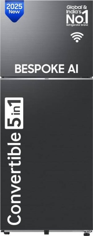 Samsung 467 L Frost Free Double Door Top Mount 3 Star Convertible Refrigerator (Luxe Black, RT80F51C3KHL)