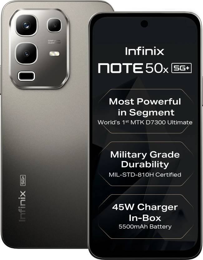 Infinix Note 50x 5G+ 45W Charger In the Box & AI (Titanium Grey, 128 GB) (6 GB RAM)