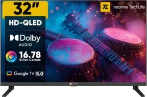 realme TechLife 80 cm (32 inch) QLED HD Ready Smart Google TV 2025 Edition (32HDGQRDDAQ)