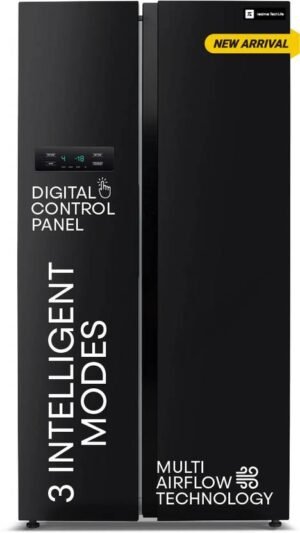 realme TechLife 584 L Frost Free Side by Side Refrigerator with Farm Fresh Technology, Inverter Compressor, and Digital Control Panel (Black, 584MS025RMB)