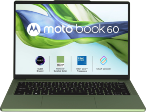 MOTOROLA Motobook 60 Full Metal OLED (i5 14th Gen) Intel Core 5 (Series 2) 210H - (16 GB/512 GB SSD/Windows 11 Home) 14IRH10R Thin and Light Laptop (14 Inch, PANTONE Bronze Green, 1.4 Kg, With MS Office)