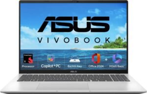 ASUS Vivobook 16 (2025), Copilot + PC with Backlit Keyboard, AI PC, Qualcomm Snapdragon X - (16 GB/512 GB SSD/Windows 11 Home) X1607QA-MB050WS Thin and Light Laptop (16 Inch, Cool Silver, 1.88 Kg, With MS Office)