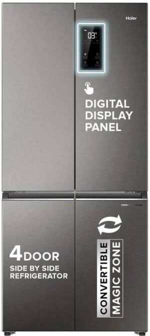 Haier 520 L Frost Free French Door Bottom Mount 3 Star Convertible Refrigerator (Inox Steel, HRB-600IS)