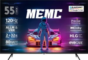 Blaupunkt SonicQ 139 cm (55 inch) QLED Ultra HD (4K) Smart Google TV 2025 Edition with 80W Sound Output | 4 Speaker | 550 Nits Brightness | Precise Dimming | HDR10+ | Dolby Atmos | Dolby Vision | 120 Hz Refresh Rate | HLG | ALLM & VRR | Eyecare | Google Assistant | Bezel Less Design (55SQ0707)