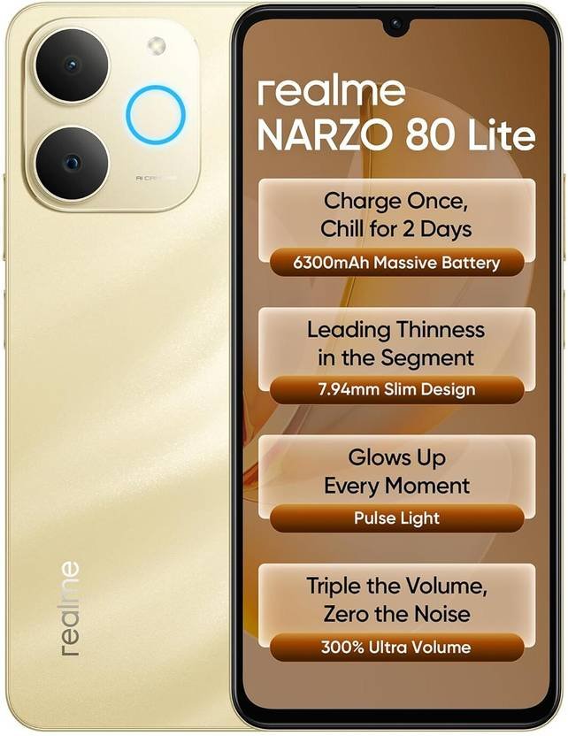 realme Narzo 80 Lite 4G (Beach Gold, 128 GB) (6 GB RAM)