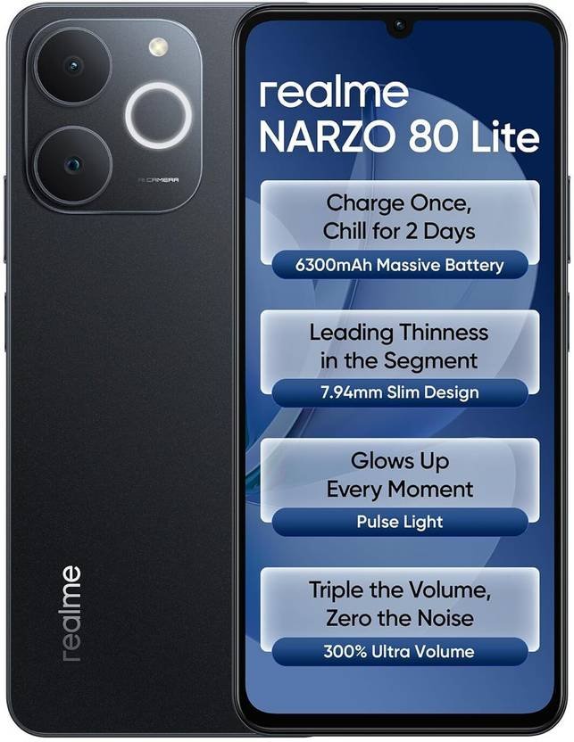 realme Narzo 80 Lite 4G (Obsidian Black, 64 GB) (4 GB RAM)