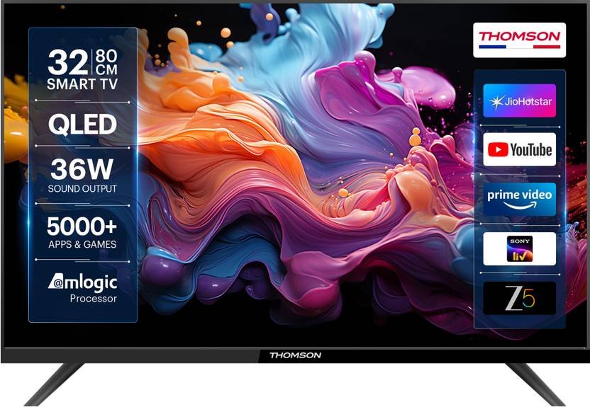 Thomson Alpha QLED 80 cm (32 inch) QLED HD Ready Smart Linux TV 2025 Edition with 36W Sound Output | Web Browser | Sports Mode | Bezel – Less Design (32AlphaQ019)