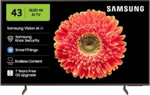 Samsung 108 cm (43 inch) QLED Ultra HD (4K) Smart Tizen TV 2025 Edition with Vision AI |100% Color Volume with Quantum Dot | Real QLED with Quantum Dot Sheet | Quantum HDR | PANTONE Validated | 4K Upscaling | Samsung Knox Security | 100+ Free Channels (QA43QEF6AULXL)