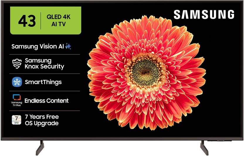 Samsung 108 cm (43 inch) QLED Ultra HD (4K) Smart Tizen TV 2025 Edition with Vision AI |100% Color Volume with Quantum Dot | Real QLED with Quantum Dot Sheet | Quantum HDR | PANTONE Validated | 4K Upscaling | Samsung Knox Security | 100+ Free Channels (QA43QEF6AULXL)