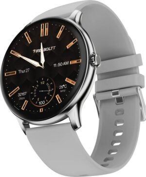 Fire-Boltt Ninja Talk 35.3mm (1.39) Round Bluetooth Calling Metal Body,120 Sports Modes Smartwatch (Grey Strap, 1.39