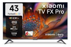 XIAOMI FX Pro 108 cm (43 inch) QLED Ultra HD (4K) Smart Fire TV with Alexa built-in | HDR 10+ | 32 GB Storage | 30W Dolby Audio | Premium Metal Bezel-less Design | Film-maker Mode | Mi TV (L43MB-FPIN)