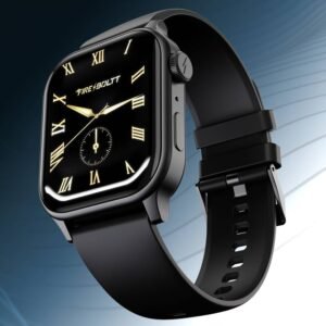 Fire-Boltt Rise Bluetooth Calling 47mm (1.85), Metal Bod & Rotating Crown, 123 Sports Smartwatch (Black Strap, Free Size)