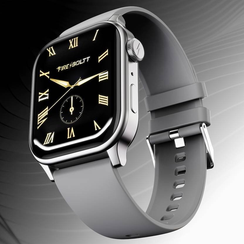 Fire-Boltt Rise Bluetooth Calling 47mm (1.85), Metal Bod & Rotating Crown, 123 Sports Smartwatch (Grey Strap, Free Size)