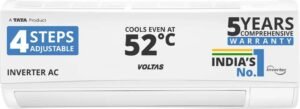 Voltas 2025 Model 1.5 Ton 3 Star Split Inverter 4-IN-1 Adjustable Mode | Energy Efficient | High Ambient Cooling (even at 52�C) | Anti-Dust Filter with Anti-Microbial Coating | Auto Clean AC (183V CAX(4503692), White)