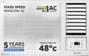 Voltas 2025 Model 1 Ton 3 Star Window Inverter Turbo Cooling | Energy Efficient | High ambient Cooling-cools even at 50�C | Filter Clean Indicator AC (123 Vectra Platina(4011481), White)