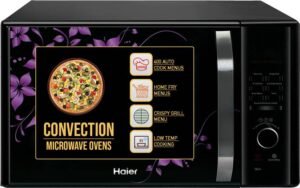 Haier 30 L 400 Auto cook Menus, 5 Power Levels, Home Fry Menus, Low Temp Control Cooking, Additional back Fan For better Baking, 4 Combination Cooking, Multistage Cooking, Auto Defrost, Child Lock Convection Microwave Oven (HIL3001CBSH, Black)