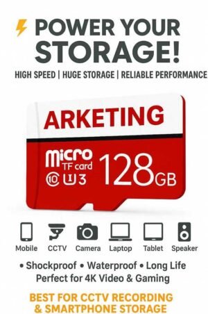 ARKETING RDSX128 RW128E 128 GB MMC Micro Card Class 10 120 MB/s Memory Card Compatible with Mobile, Tablet, Camera
