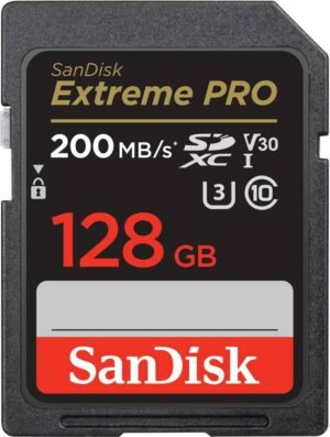 SanDisk SDSDXXD-128G-GN4IN Extreme Pro 128 GB SDHC Class 10 200 MB/s Memory Card Compatible with Camera